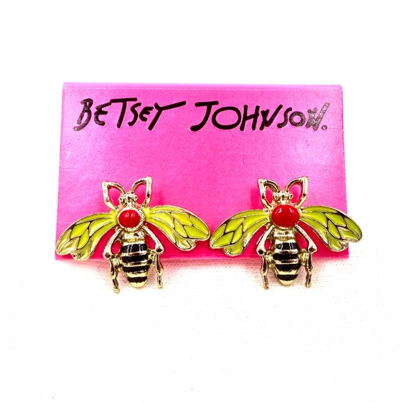 BETSEY JOHNSON EARRINGS FLY BEE BUG - Picture 2 of 9